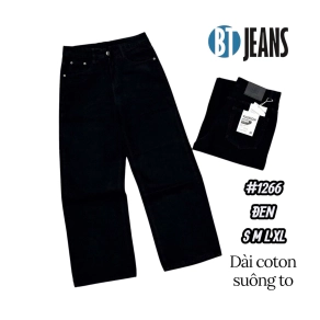 QUẦN JEAN NAM COTTON SUÔNG TO MÀU ĐEN KHÔNG GIÃN MS 1266