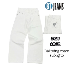 QUẦN JEAN NAM COTTON SUÔNG TO MÀU TRẮNG KHÔNG GIÃN MS 1285