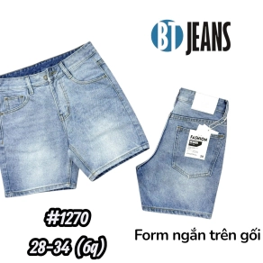 QUẦN SHORT JEAN NAM TRÊN GỐI MÀU XANH NHẠT WASH (Mã #1270)