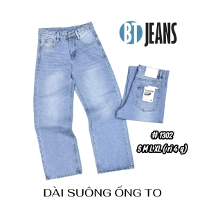 QUẦN JEAN DÀI COTTON FORM RỘNG ỐNG TO MÀU XANH WASH BẠC MS 1302