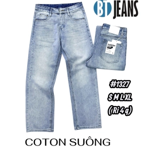 QUẦN JEAN DÀI COTTON SUÔNG MÀU XANH NHẠT WASH MS1327