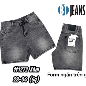 QUẦN SHORT JEAN NAM TRÊN GỐI MÀU XÁM KHÓI WASH.MS1272