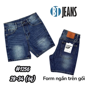 QUẦN SHORT JEAN NAM TRÊN GỐI MÀU XANH ĐẬM WASH CỔ ĐIỂN MS 1256