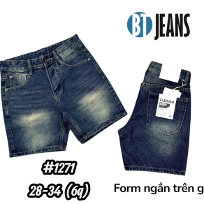 QUẦN SHORT JEAN NAM TRÊN GỐI MÀU XANH WASH VÀNG (Mã #1271)