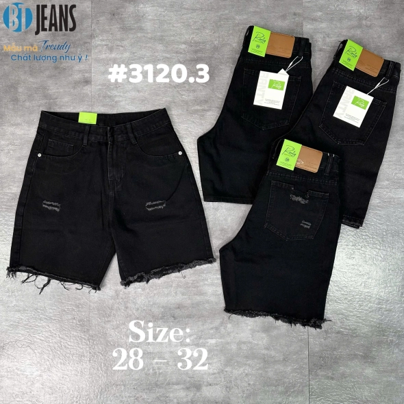 Quần short jeans trơn không giãn tua lai rách Ms 3120.3 - slide 2