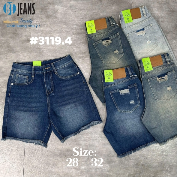 Quần short jeans trơn không giãn tua lai rách túi Ms 3119.4 - slide 2