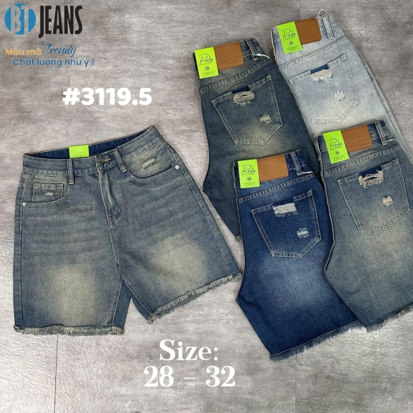 Quần short jeans trơn không giãn tua lai rách túi Ms 3119.5 - slide 2