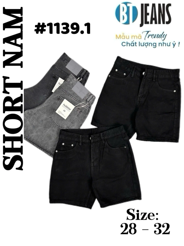 Quần short jeans đen trơn không giãn cao cấp Ms 1139.1 - slide 1