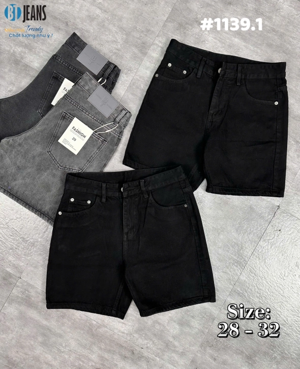 Quần short jeans đen trơn không giãn cao cấp Ms 1139.1 - slide 2