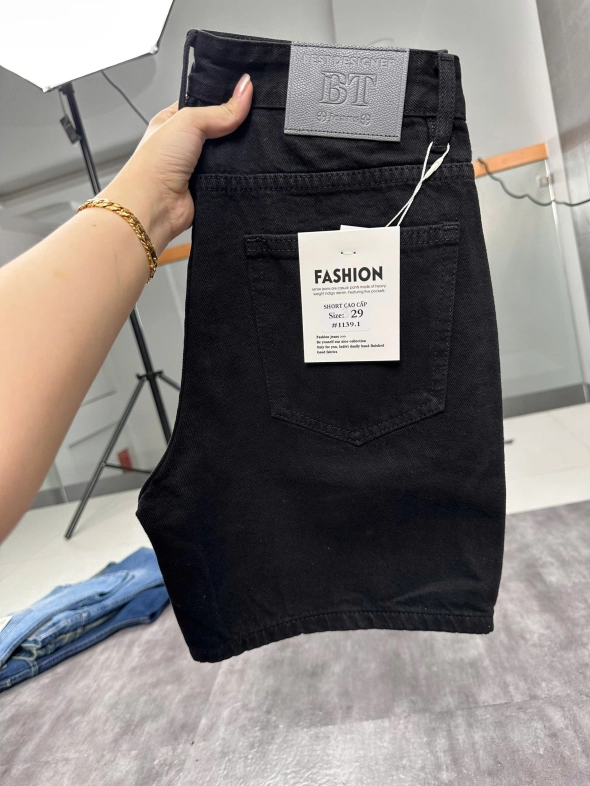 Quần short jeans đen trơn không giãn cao cấp Ms 1139.1 - slide 5