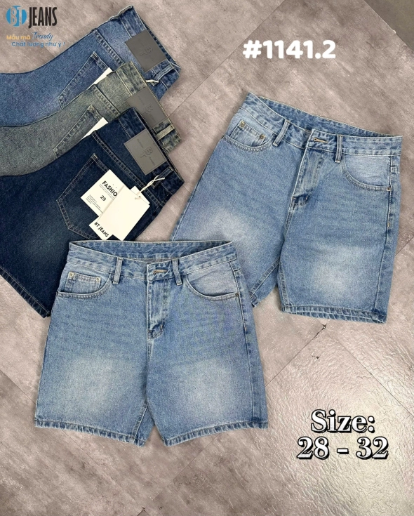 Quần short jeans xanh trơn không giãn cao cấp Ms 1141.2 - slide 2