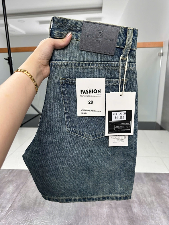 Quần short jeans xanh trơn không giãn cao cấp Ms 1141.4 - slide 6