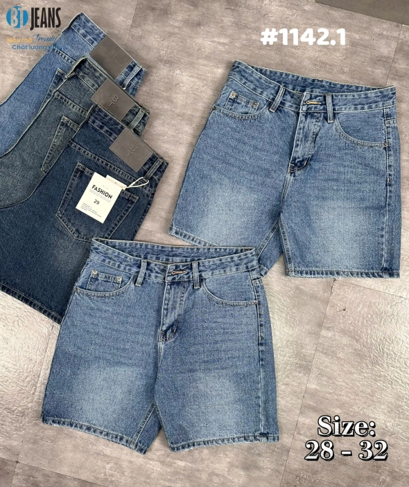 Quần short jeans xanh trơn không giãn cao cấp Ms 1142.1 - slide 2
