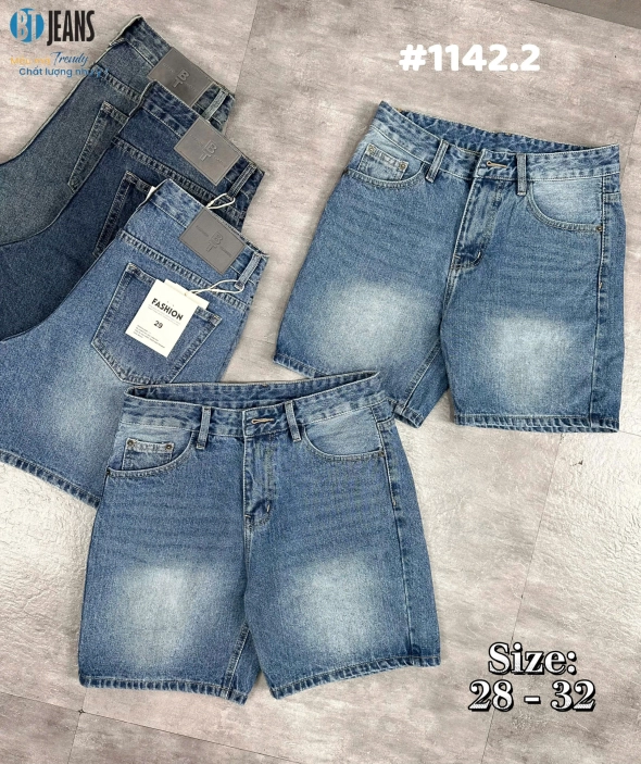 Quần short jeans xanh trơn không giãn cao cấp Ms 1142.2 - slide 2