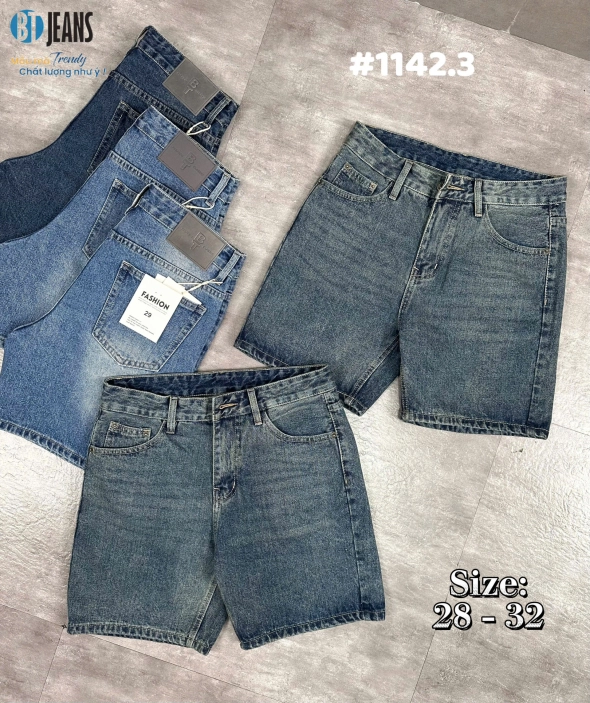 Quần short jeans xanh trơn không giãn cao cấp Ms 1142.3 - slide 2