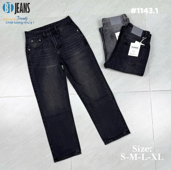 Quần jean nam cotton suông xám không giãn Ms 1143.1 - slide 2