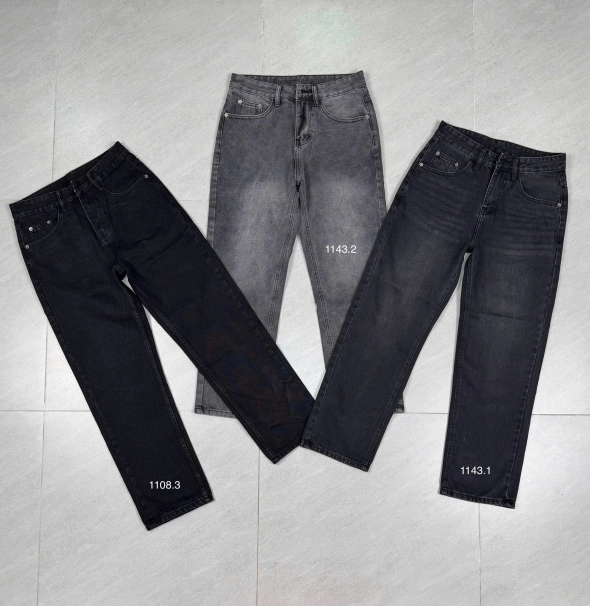 Quần jean nam cotton suông xám không giãn Ms 1143.1 - slide 3