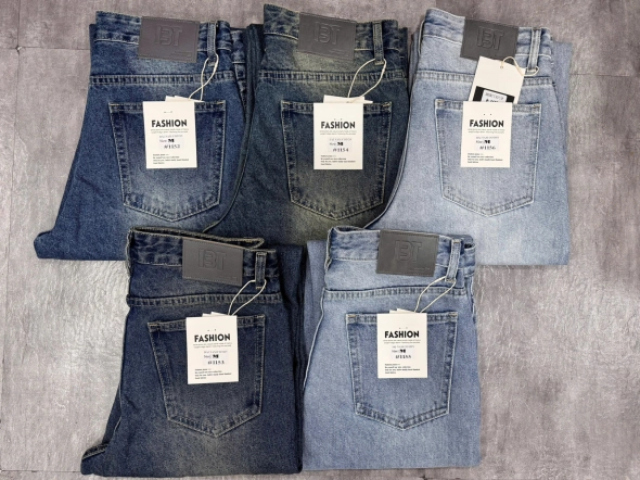 Quần jean nam cotton suông xanh không giãn Ms 1154 - slide 5