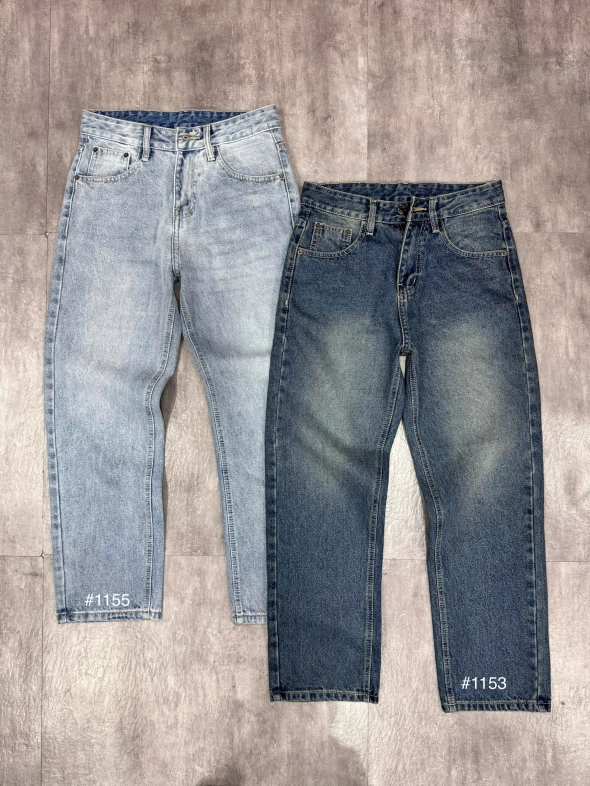Quần jean nam cotton suông xanh không giãn Ms 1155 - slide 3