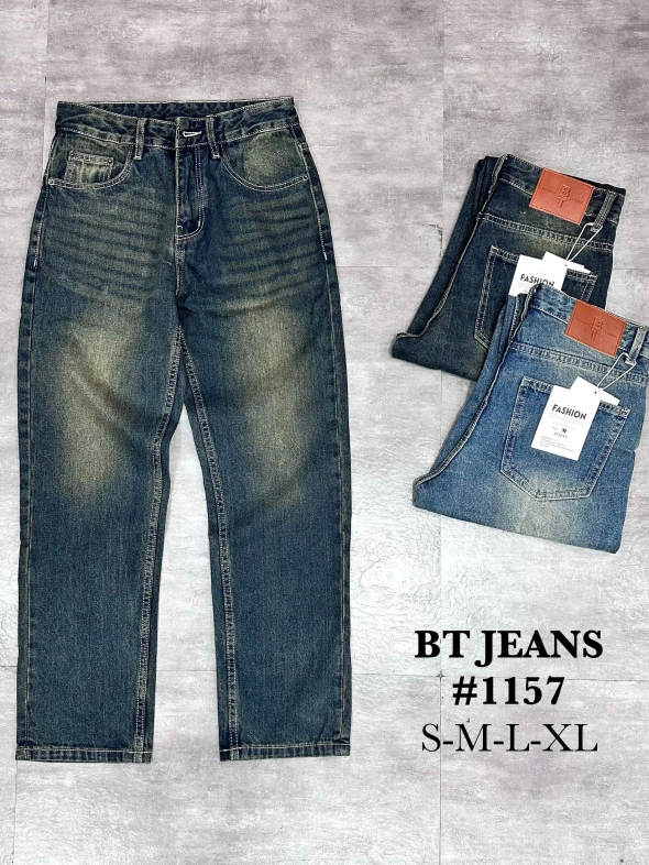 Quần jean nam cotton suông xanh không giãn Ms 1157 - slide 2