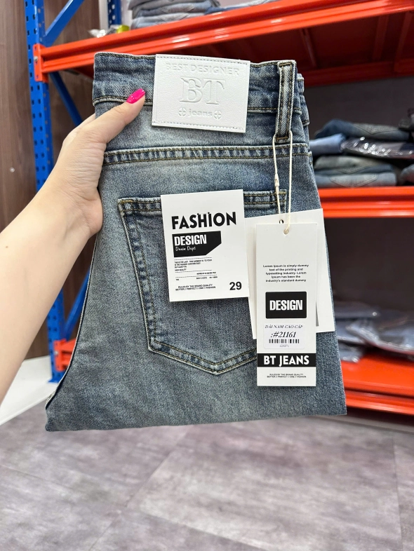 Quần jean nam trơn có giãn xanh cao cấp Ms 2161 - slide 5