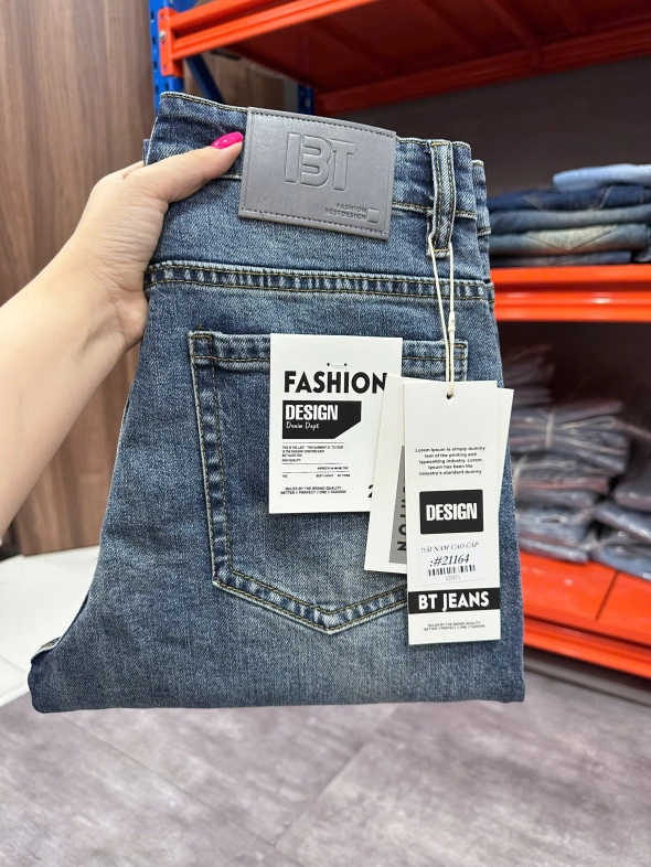 Quần jean nam trơn có giãn xanh cao cấp Ms 2164 - slide 4
