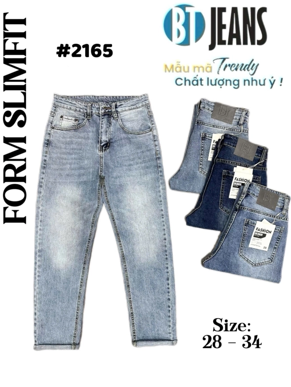 Quần jean nam trơn có giãn xanh cao cấp Ms 2165 - slide 1