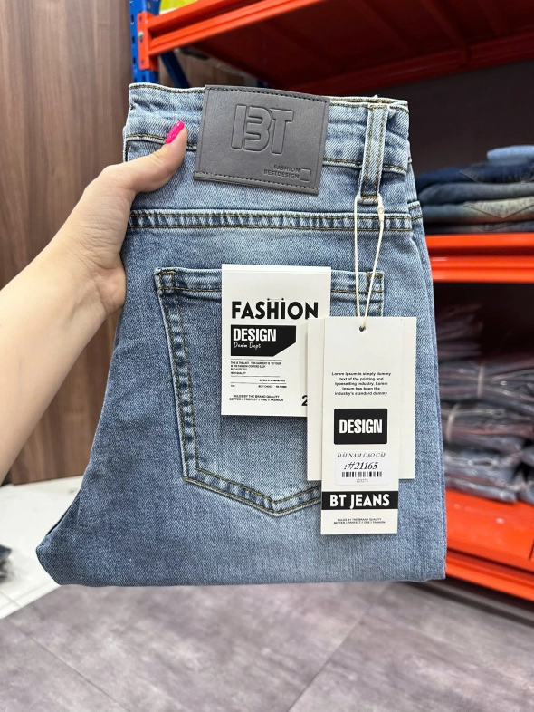 Quần jean nam trơn có giãn xanh cao cấp Ms 2165 - slide 5