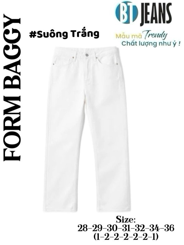 Quần jean nam cotton suông không giãn Ms Suông Trắng - slide 1