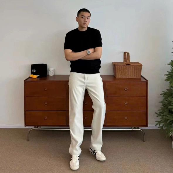 Quần jean nam cotton suông không giãn Ms Suông Trắng - slide 3