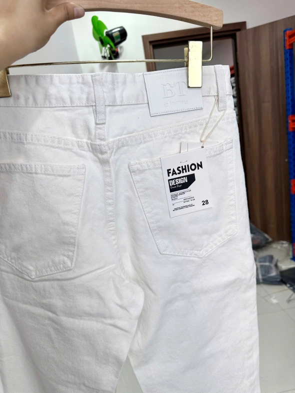 Quần jean nam cotton suông không giãn Ms Suông Trắng - slide 5