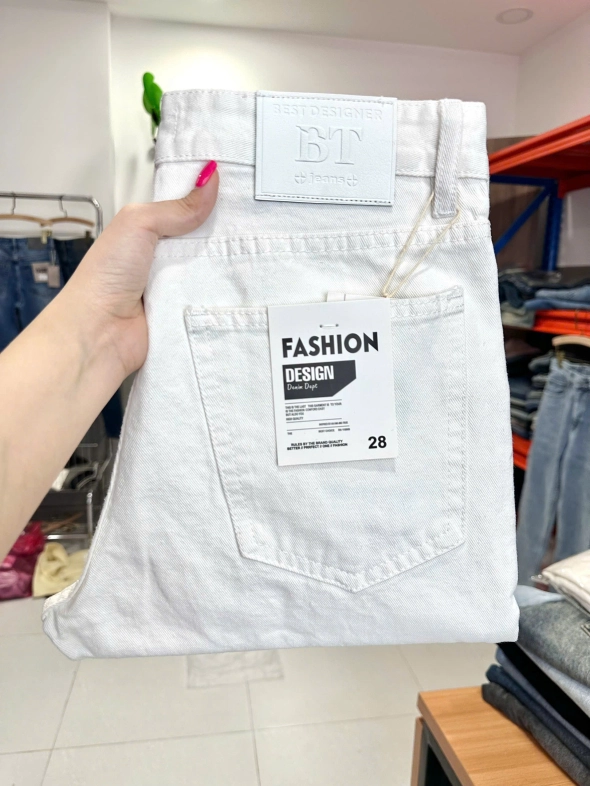 Quần jean nam cotton suông không giãn Ms Suông Trắng - slide 6