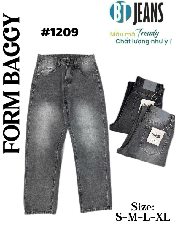 Quần jean nam cotton suông màu xám không giãn Ms 1209 - slide 1