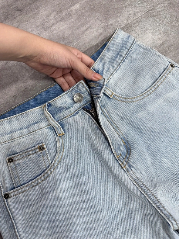 Quần jean nam cotton suông màu xanh không giãn Ms 1210 - slide 5