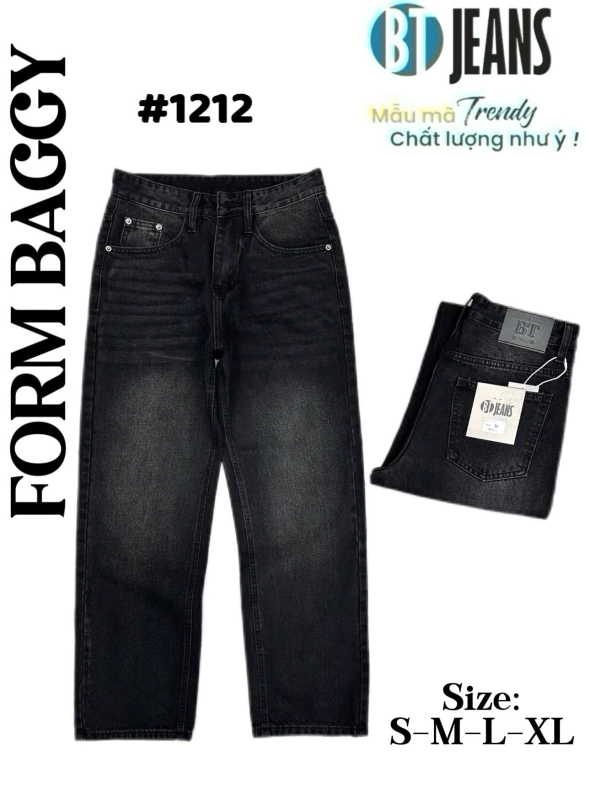 Quần jean nam cotton suông màu xám không giãn Ms 1212 - slide 1