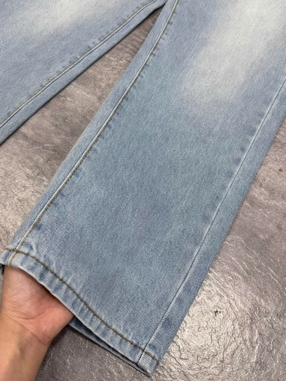 Quần jean nam cotton suông màu xanh không giãn Ms 1211 - slide 4