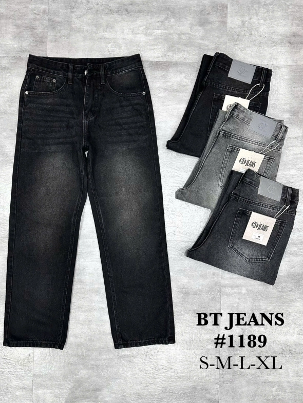 Quần jean nam cotton suông xám không giãn Ms 1189 - slide 2