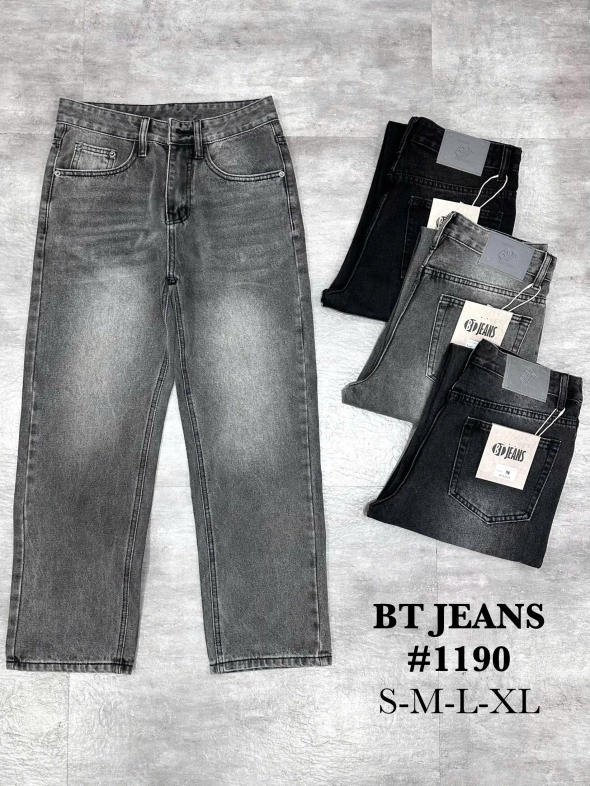 Quần jean nam cotton suông xám không giãn Ms 1190 - slide 2