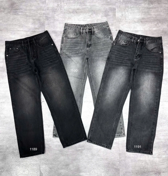 Quần jean nam cotton suông xám không giãn Ms 1190 - slide 5