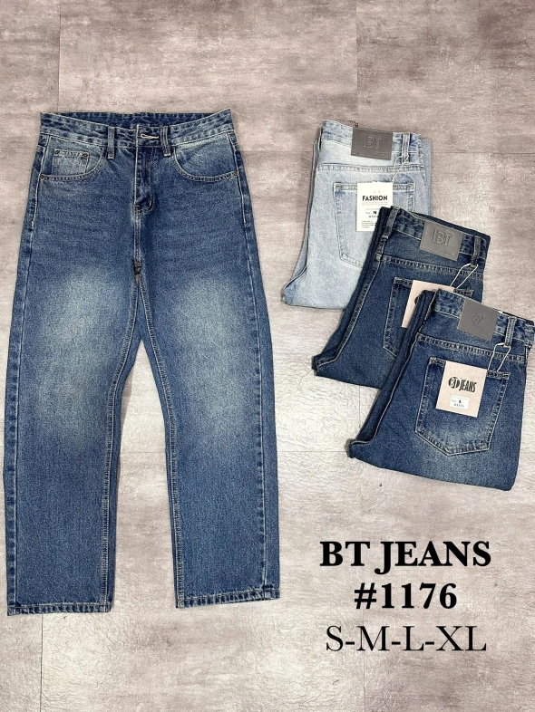 Quần jean nam cotton suông xanh không giãn Ms 1176 - slide 2