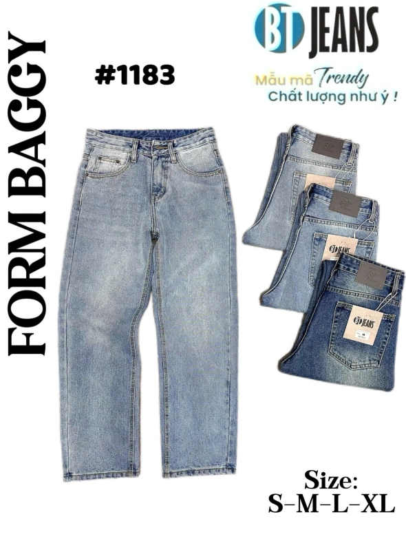Quần jean nam cotton suông xanh không giãn Ms 1183 - slide 1