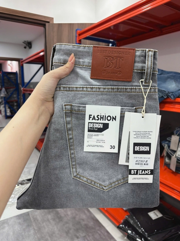 Quần jean nam form slimfit trơn xám rách cao cấp Ms 2203R - slide 3