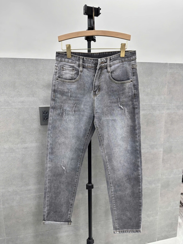 Quần jean nam form slimfit trơn xám rách cao cấp Ms 2203R - slide 4