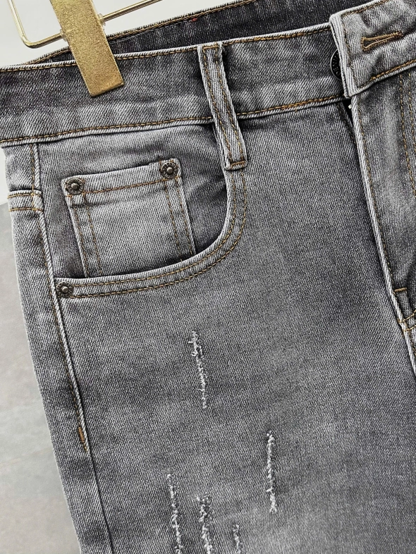 Quần jean nam form slimfit trơn xám rách cao cấp Ms 2203R - slide 7