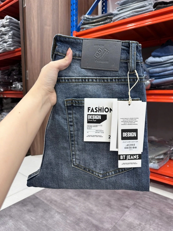 Quần jean nam form slimfit trơn xanh cao cấp Ms 2193 - slide 5