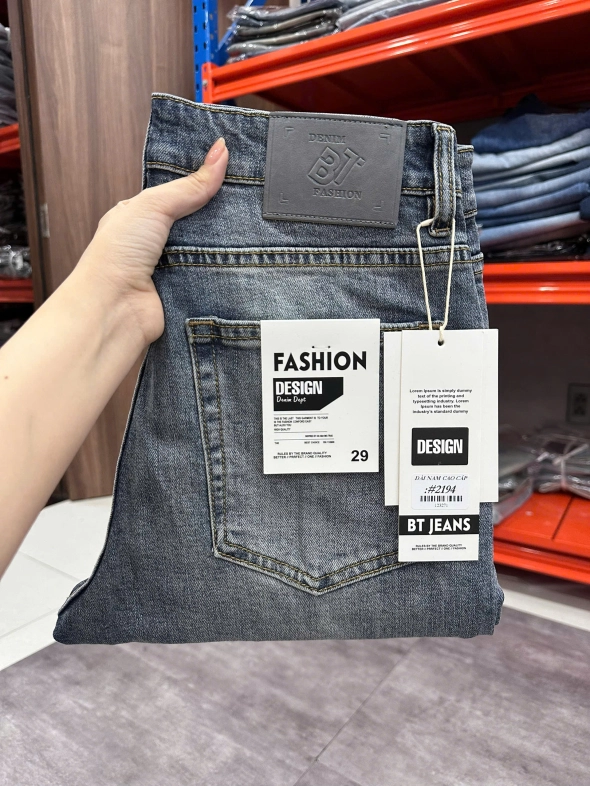 Quần jean nam form slimfit trơn xanh cao cấp Ms 2194 - slide 4