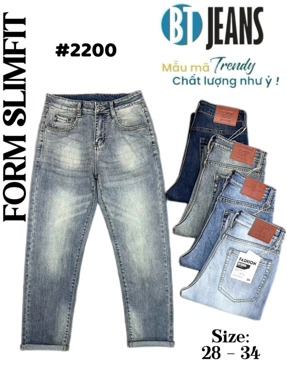 Quần jean nam form slimfit trơn xanh cao cấp Ms 2200 - slide 1