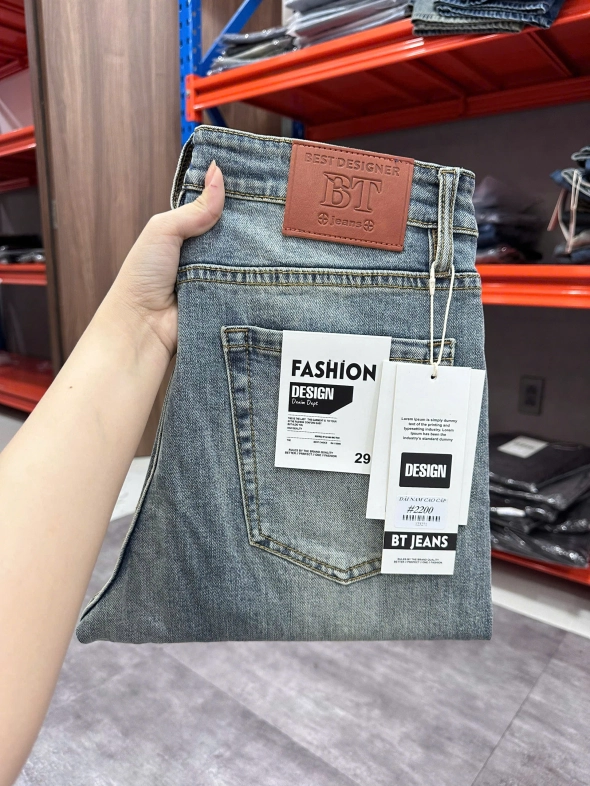 Quần jean nam form slimfit trơn xanh cao cấp Ms 2200 - slide 3