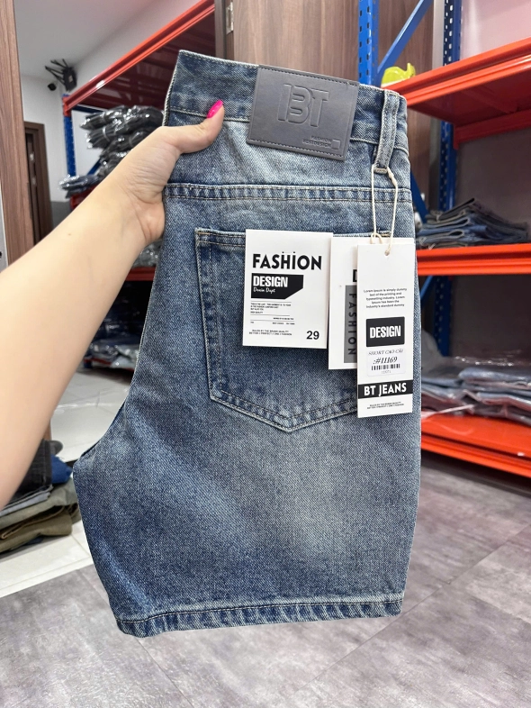 Quần short jeans xanh trơn không giãn cao cấp Ms 1169 - slide 5