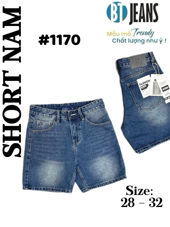 Quần short jeans xanh trơn không giãn cao cấp Ms 1170 - slide 1